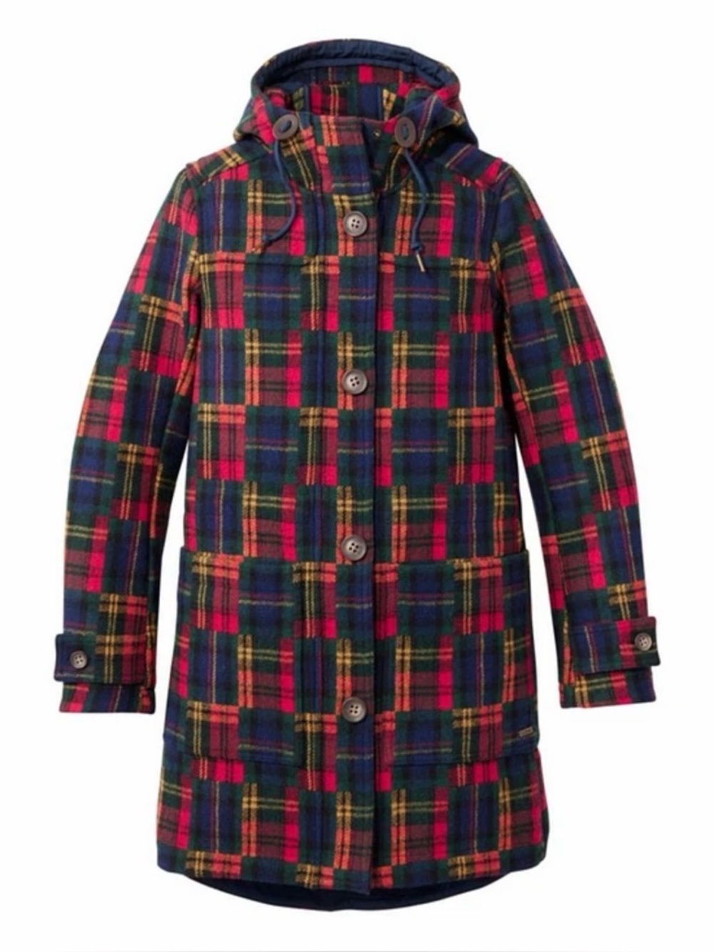 NWT LL Bean West End Wool Hooded Heritage Plaid Pea Coat Medium Classic Scotland